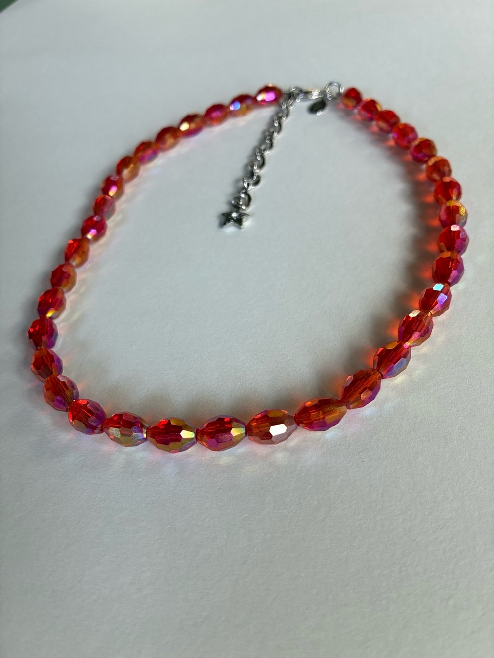 Kirks Folly AB Orange Crystal Necklace with Silver Clasp Chain